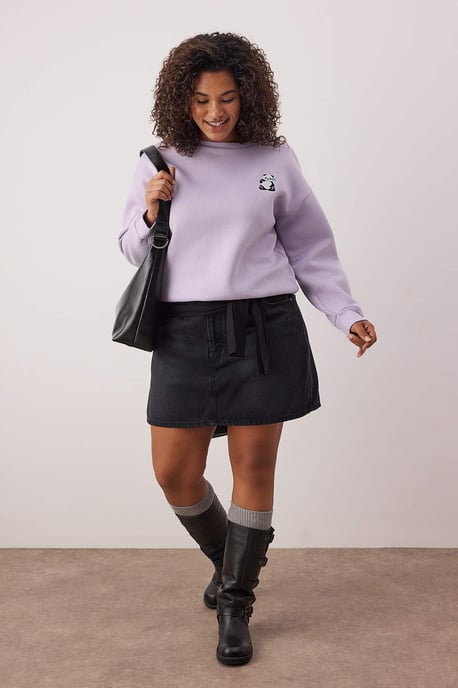 Trendyol Curve Dam Lila Djurmönster Lång Regular fit Plus size Sweatshirts - Image 1