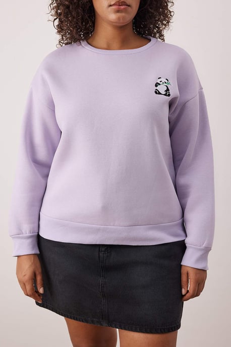 Trendyol Curve Dam Lila Djurmönster Lång Regular fit Plus size Sweatshirts - Image 2