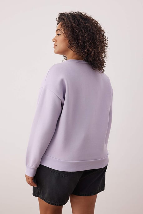 Trendyol Curve Dam Lila Djurmönster Lång Regular fit Plus size Sweatshirts - Image 3