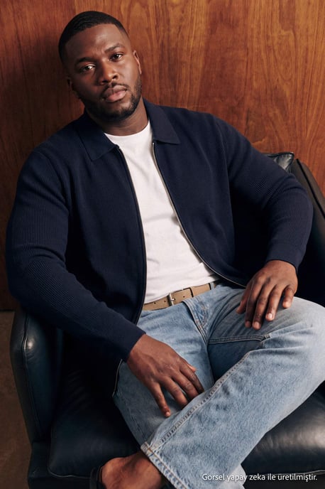 TRENDYOL MAN Men's Dark blue Plain Long Oversize Plus Size Sweatshirts - Image 1