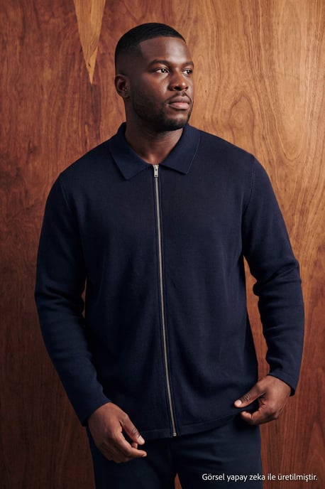 TRENDYOL MAN Men's Dark blue Plain Long Oversize Plus Size Sweatshirts - Image 2