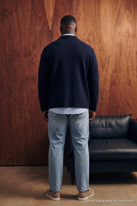 TRENDYOL MAN Men's Dark blue Plain Long Oversize Plus Size Sweatshirts - Image 3