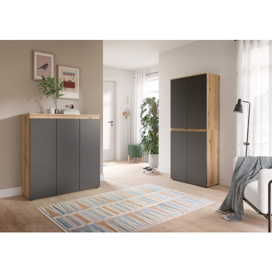 Furnilux Universele kast antraciet-eik stauraumwonder met 15 planken en kleiderstang - - Image 4