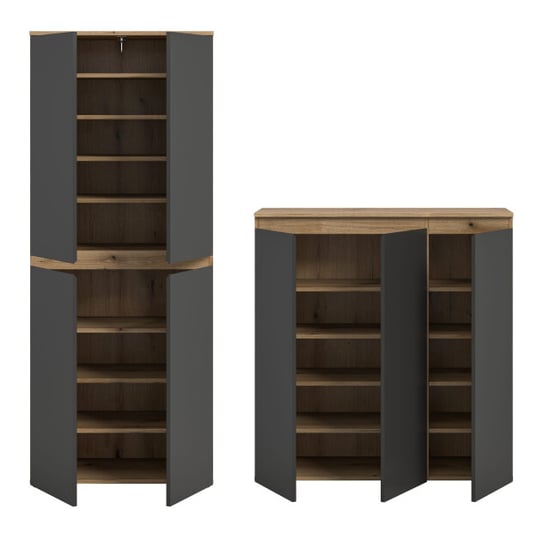 Furnilux Universele kast antraciet-eik stauraumwonder met 15 planken en kleiderstang - - Image 6