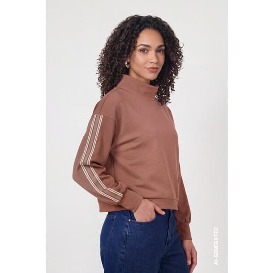 Monari sweatshirt with stripes 810534 552 tiramisu - Image 2