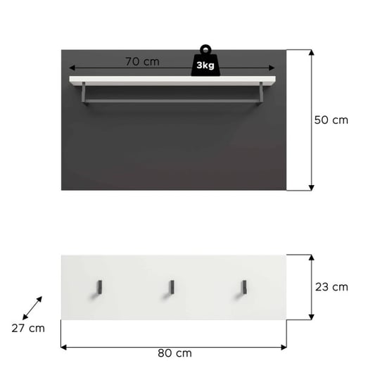 Furnilux Paneel voor de hal witte garderobe met opbergvak en haken 80x73x27 cm - Image 4