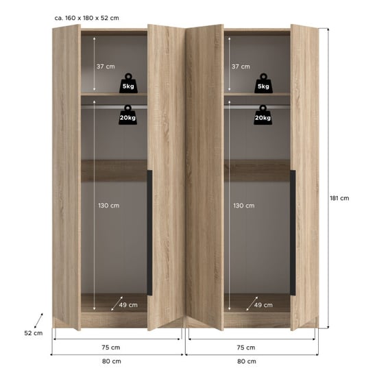 Furnilux Modulaire garderobekast combinatie twee hoge kast op wielen slaapkamer - Image 3