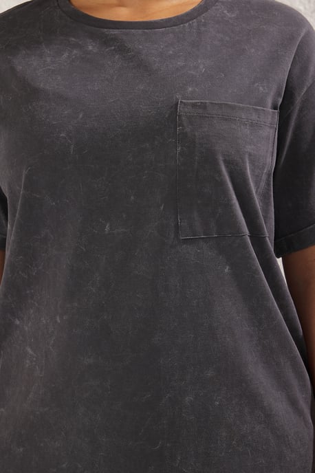 Trendyol Curve Dam Grå Enfärgad Kort / Mini Kort Casual T-shirt Klänning Plus size Klänning - Image 3