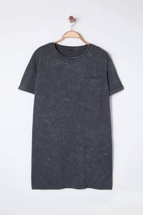 Trendyol Curve Dam Grå Enfärgad Kort / Mini Kort Casual T-shirt Klänning Plus size Klänning - Image 5