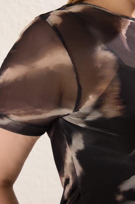 Trendyol Curve Dam Flerfärgad Djurmönster Midi Kort Casual T-shirt Klänning Plus size Klänning - Image 3