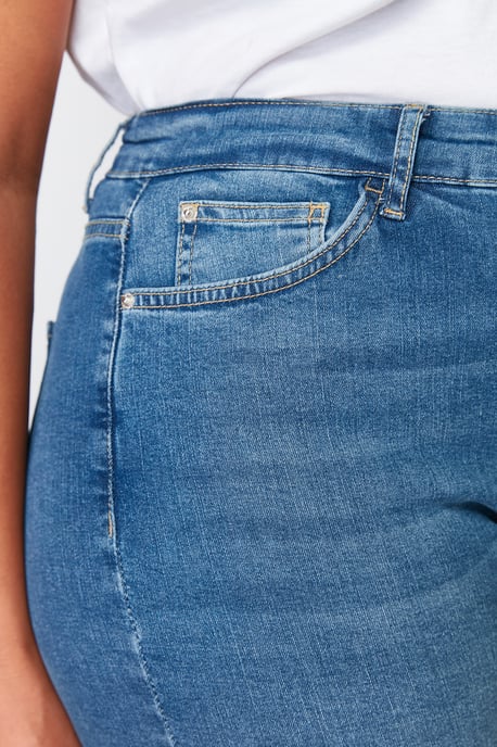 Trendyol Curve Dam Mörkblå Enfärgad Skinny Hög midja Plus size Jeans - Image 4