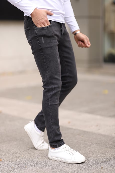 TRENDYOL MAN Herr Grå Enfärgad Skinny Normal midja Jeans - Image 2