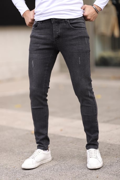 TRENDYOL MAN Herr Grå Enfärgad Skinny Normal midja Jeans - Image 3