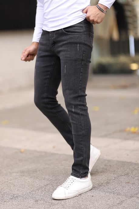 TRENDYOL MAN Herr Grå Enfärgad Skinny Normal midja Jeans - Image 4