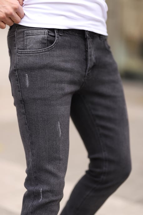 TRENDYOL MAN Herr Grå Enfärgad Skinny Normal midja Jeans - Image 6