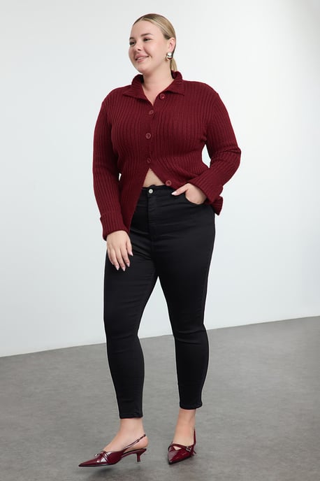 Trendyol Curve Dam Svart Enfärgad Skinny Hög midja Plus size Jeans - Image 1