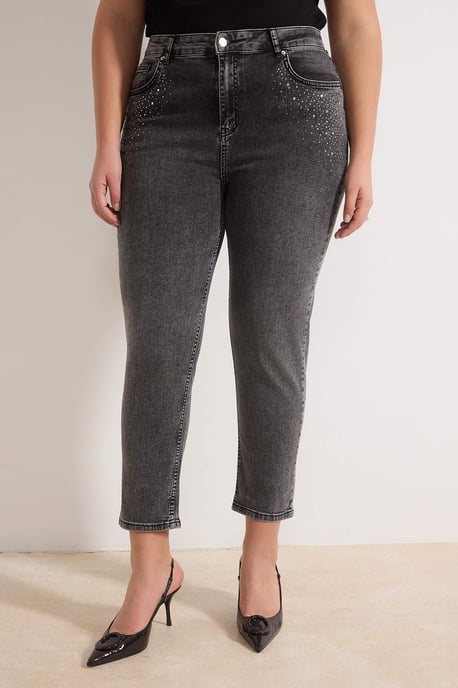 Trendyol Curve Dam Grå Enfärgad Skinny Hög midja Plus size Jeans - Image 2