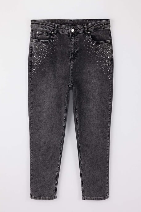 Trendyol Curve Dam Grå Enfärgad Skinny Hög midja Plus size Jeans - Image 4