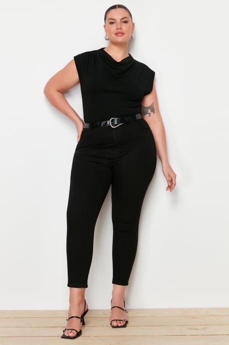 Trendyol Curve Dam Svart Enfärgad Skinny Hög midja Plus size Jeans - Image 1