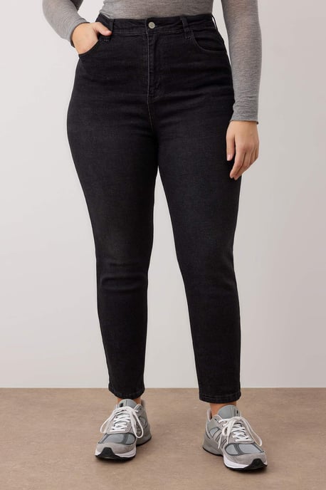Trendyol Curve Dam Grå Enfärgad Skinny Hög midja Plus size Jeans - Image 2