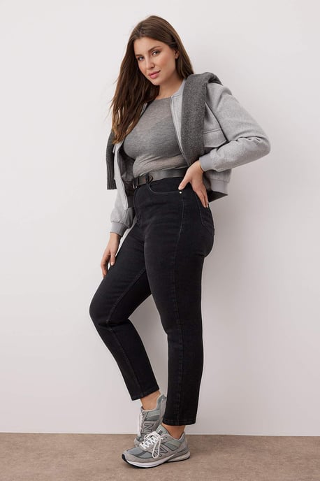 Trendyol Curve Dam Grå Enfärgad Skinny Hög midja Plus size Jeans - Image 6