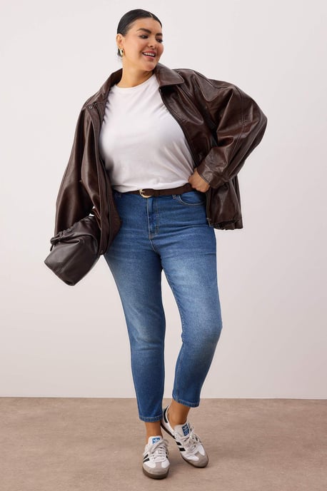 Trendyol Curve Dam Blå Enfärgad Skinny Hög midja Plus size Jeans - Image 1