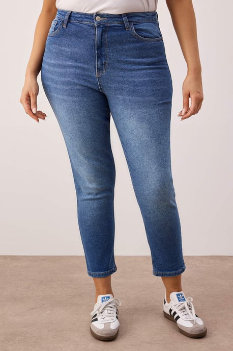 Trendyol Curve Dam Blå Enfärgad Skinny Hög midja Plus size Jeans - Image 2