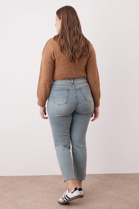 Trendyol Curve Dames Blauw Effen Skinny Hoge taille Grote maten Jeans - Image 3