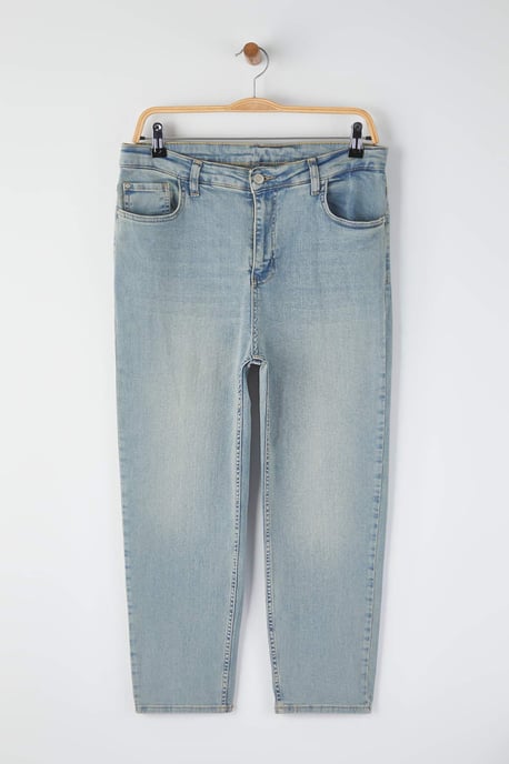 Trendyol Curve Dames Blauw Effen Skinny Hoge taille Grote maten Jeans - Image 4