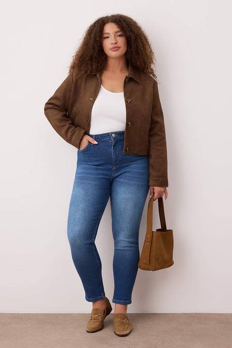 Trendyol Curve Dam Blå Enfärgad Skinny Hög midja Plus size Jeans - Image 4