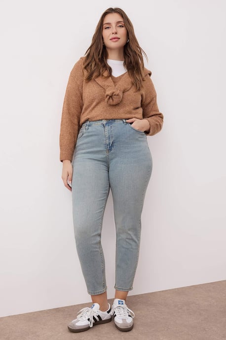 Trendyol Curve Dames Blauw Effen Skinny Hoge taille Grote maten Jeans - Image 6