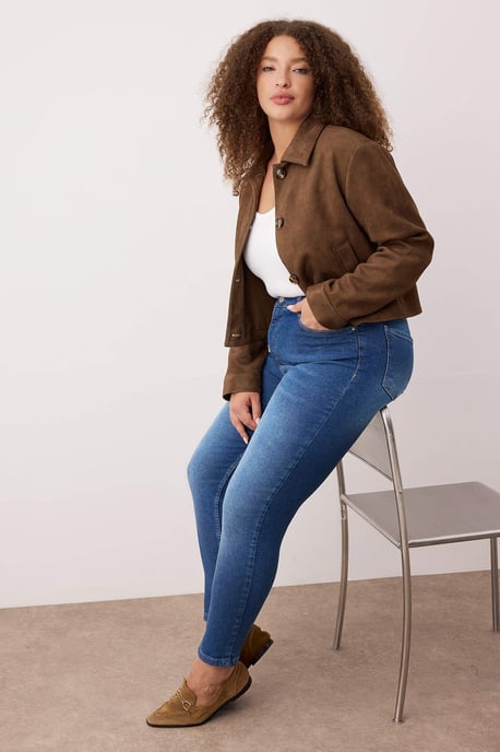 Trendyol Curve Dam Blå Enfärgad Skinny Hög midja Plus size Jeans - Image 5