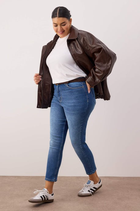 Trendyol Curve Dam Blå Enfärgad Skinny Hög midja Plus size Jeans - Image 6