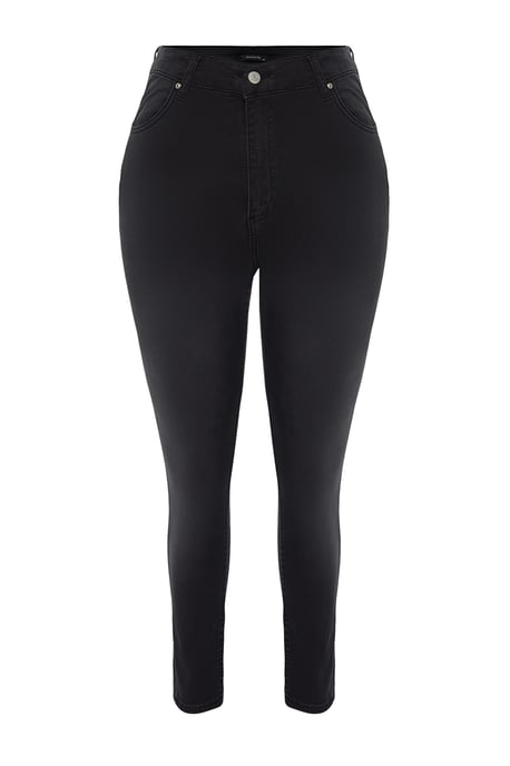 Trendyol Curve Dam Svart Enfärgad Skinny Hög midja Plus size Jeans - Image 5
