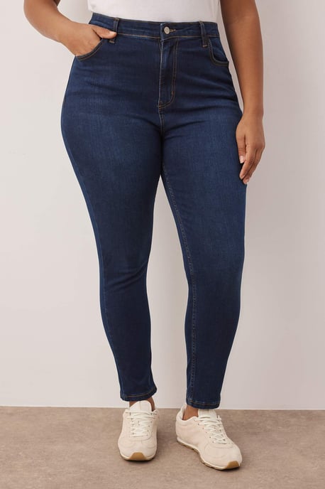 Trendyol Curve Dam Blå Enfärgad Skinny Hög midja Plus size Jeans - Image 2