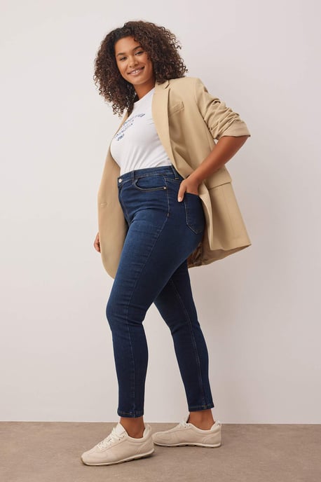 Trendyol Curve Dam Blå Enfärgad Skinny Hög midja Plus size Jeans - Image 6