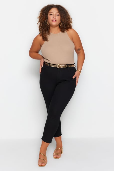 Trendyol Curve Dam Svart Enfärgad Skinny Hög midja Plus size Jeans - Image 6