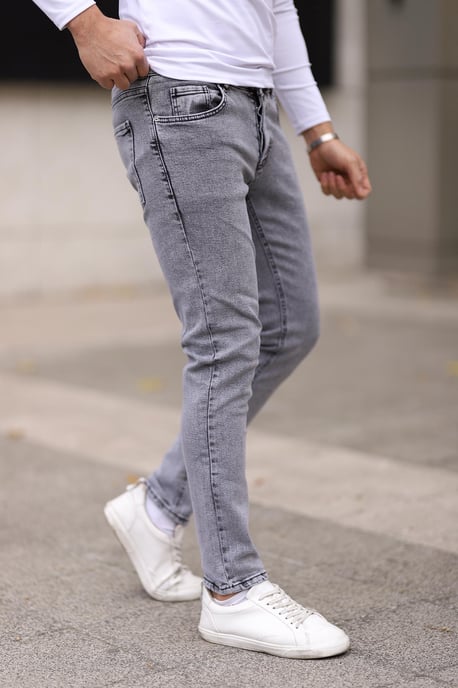 TRENDYOL MAN Herr Grå Enfärgad Skinny Normal midja Jeans - Image 2