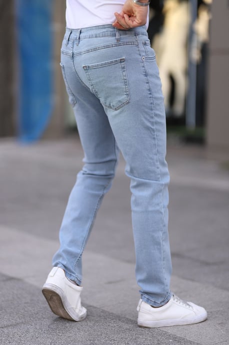 TRENDYOL MAN Herr Blå Enfärgad Skinny Normal midja Jeans - Image 3
