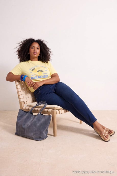 Trendyol Curve Dam Mörkblå Enfärgad Skinny Hög midja Plus size Jeans - Image 1
