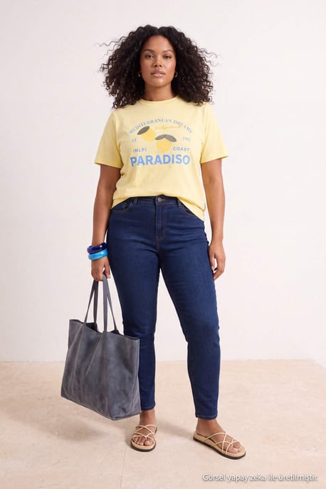 Trendyol Curve Dam Mörkblå Enfärgad Skinny Hög midja Plus size Jeans - Image 2
