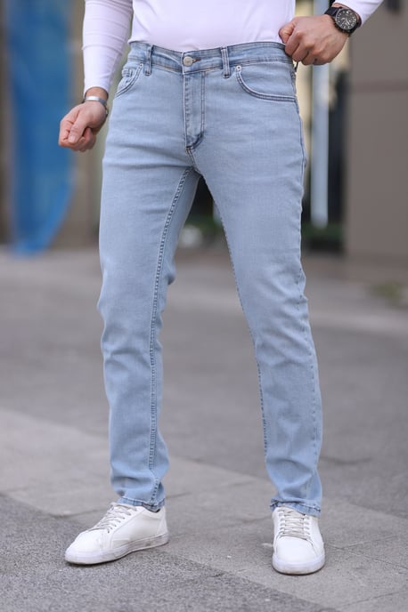 TRENDYOL MAN Herr Blå Enfärgad Skinny Normal midja Jeans - Image 5