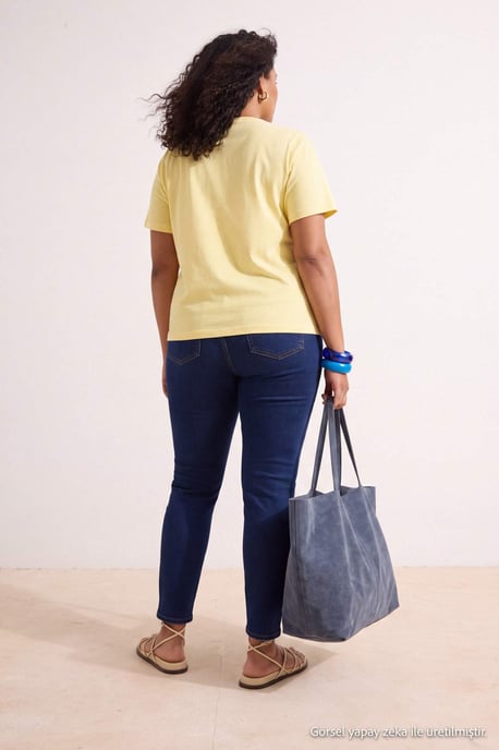 Trendyol Curve Dam Mörkblå Enfärgad Skinny Hög midja Plus size Jeans - Image 3