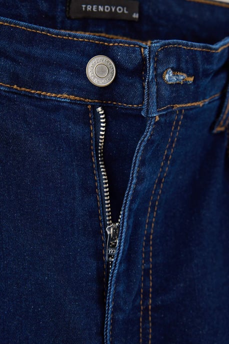 Trendyol Curve Dam Mörkblå Enfärgad Skinny Hög midja Plus size Jeans - Image 5