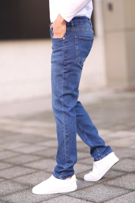 TRENDYOL MAN Herr Blå Enfärgad Skinny Normal midja Jeans - Image 2