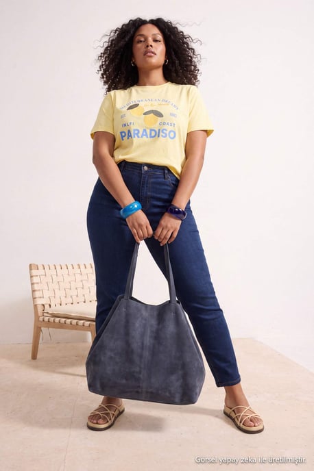 Trendyol Curve Dam Mörkblå Enfärgad Skinny Hög midja Plus size Jeans - Image 6