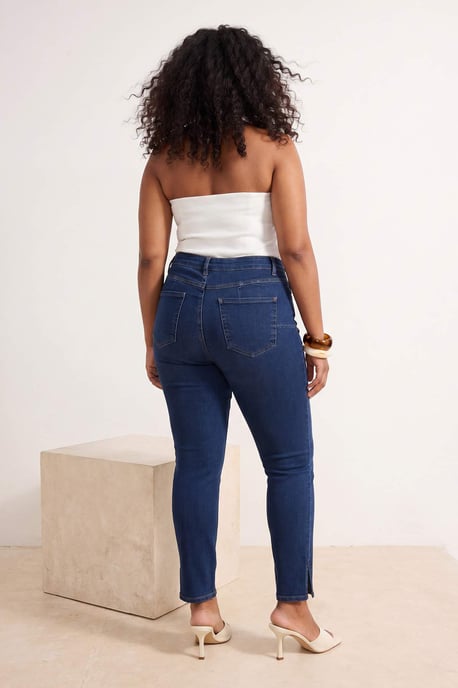 Trendyol Curve Dam Blå Enfärgad Skinny Hög midja Plus size Jeans - Image 2