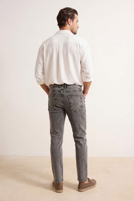 TRENDYOL MAN Herr Grå Enfärgad Skinny Normal midja Jeans - Image 2