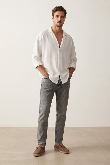 TRENDYOL MAN Herr Grå Enfärgad Skinny Normal midja Jeans - Image 6
