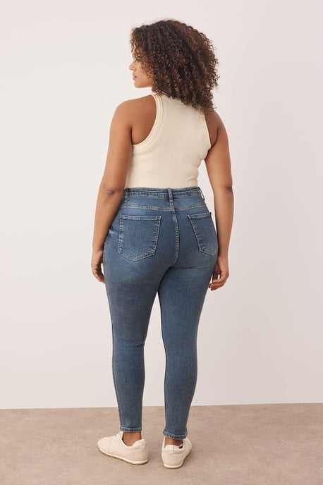 Trendyol Curve Dam Blå Enfärgad Skinny Hög midja Plus size Jeans - Image 3